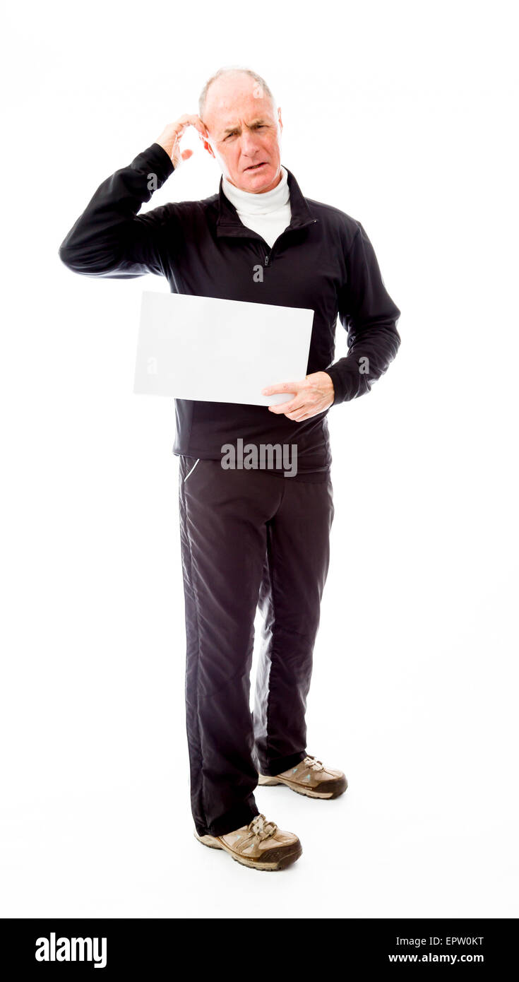Portrait homme isolé sur fond blanc Banque D'Images
