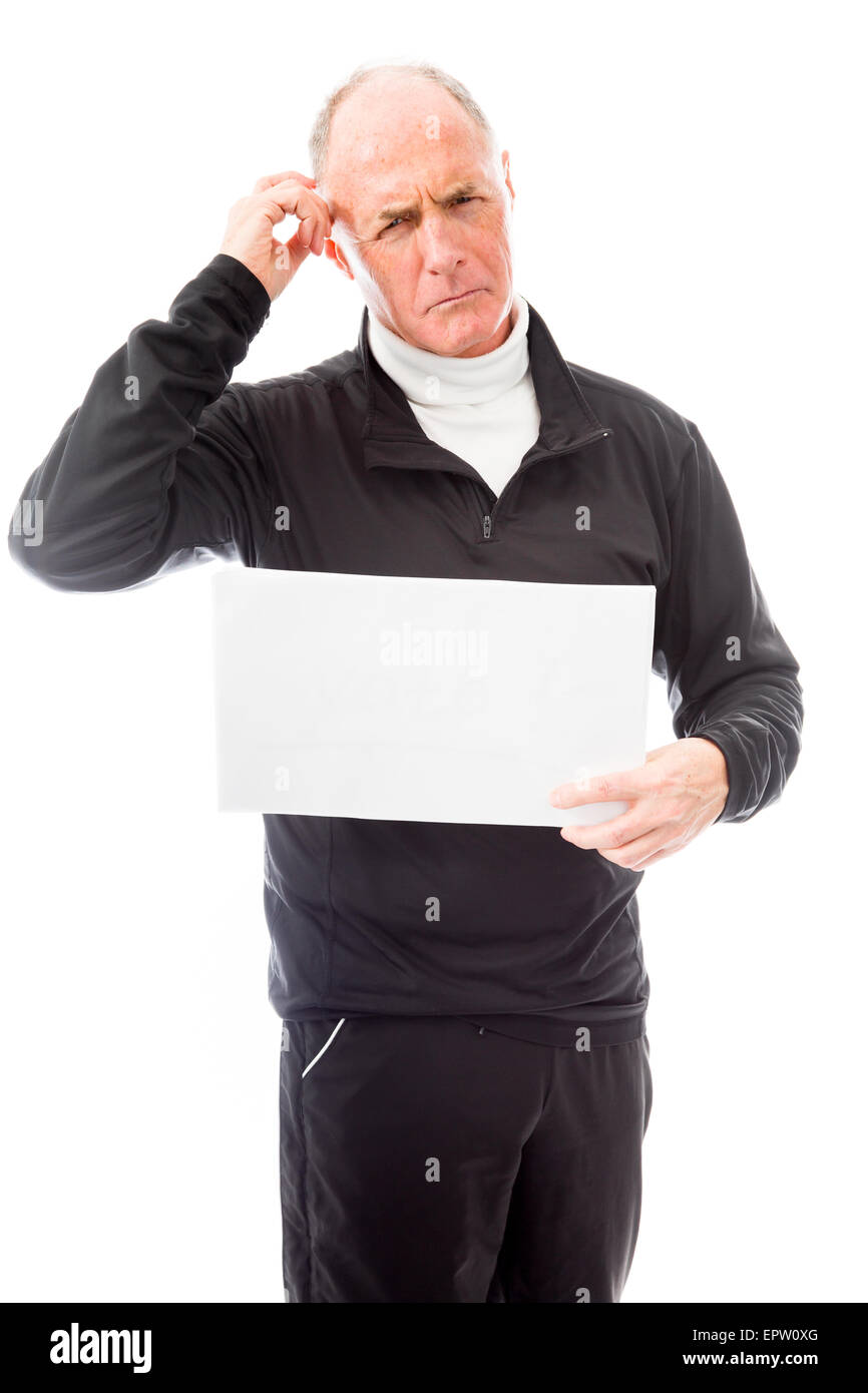 Portrait homme isolé sur fond blanc Banque D'Images