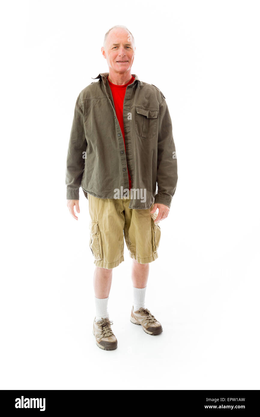 Portrait homme isolé sur fond blanc Banque D'Images