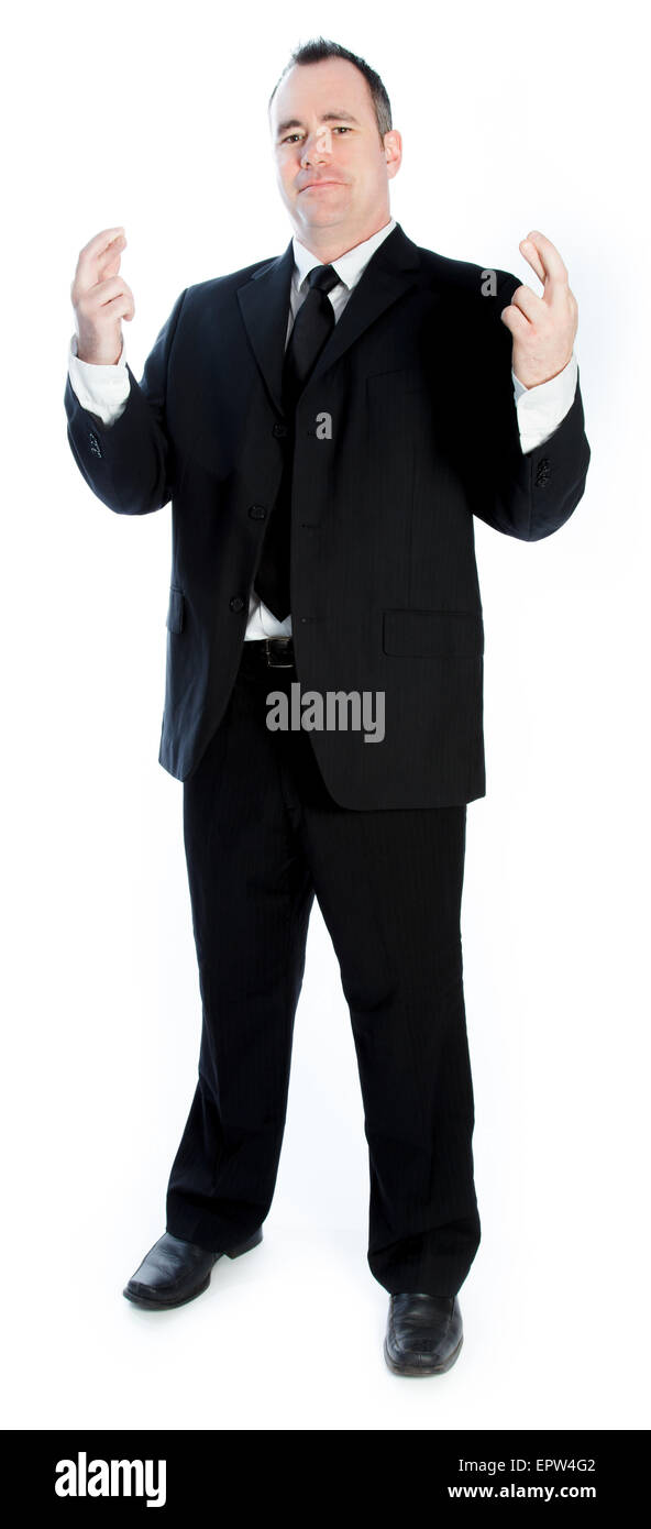 Caucasian businessman de 40 ans isolé sur fond blanc Banque D'Images