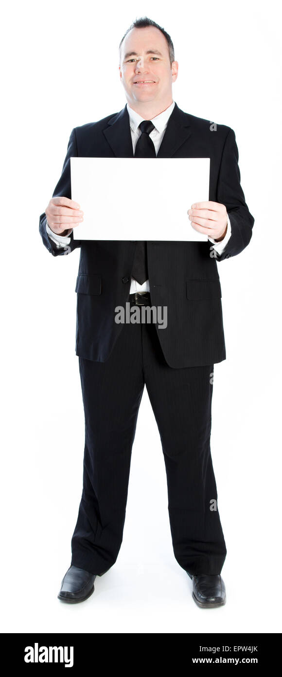 Caucasian businessman de 40 ans isolé sur fond blanc Banque D'Images
