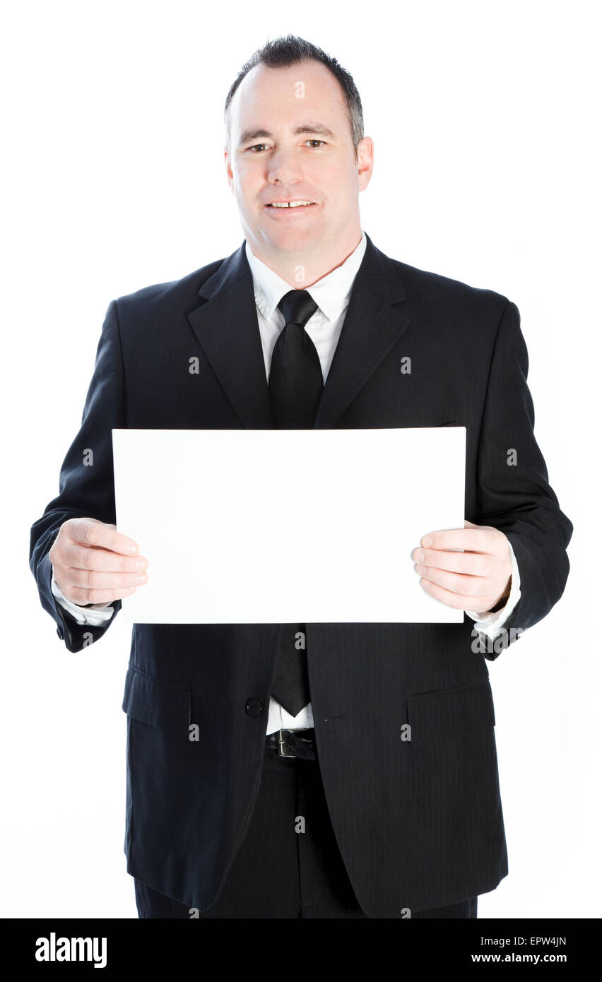 Caucasian businessman de 40 ans isolé sur fond blanc Banque D'Images
