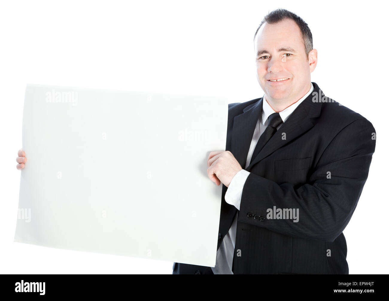 Caucasian businessman de 40 ans isolé sur fond blanc Banque D'Images
