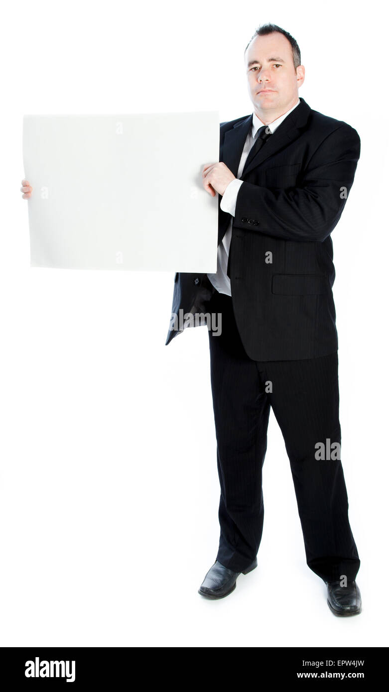 Caucasian businessman de 40 ans isolé sur fond blanc Banque D'Images