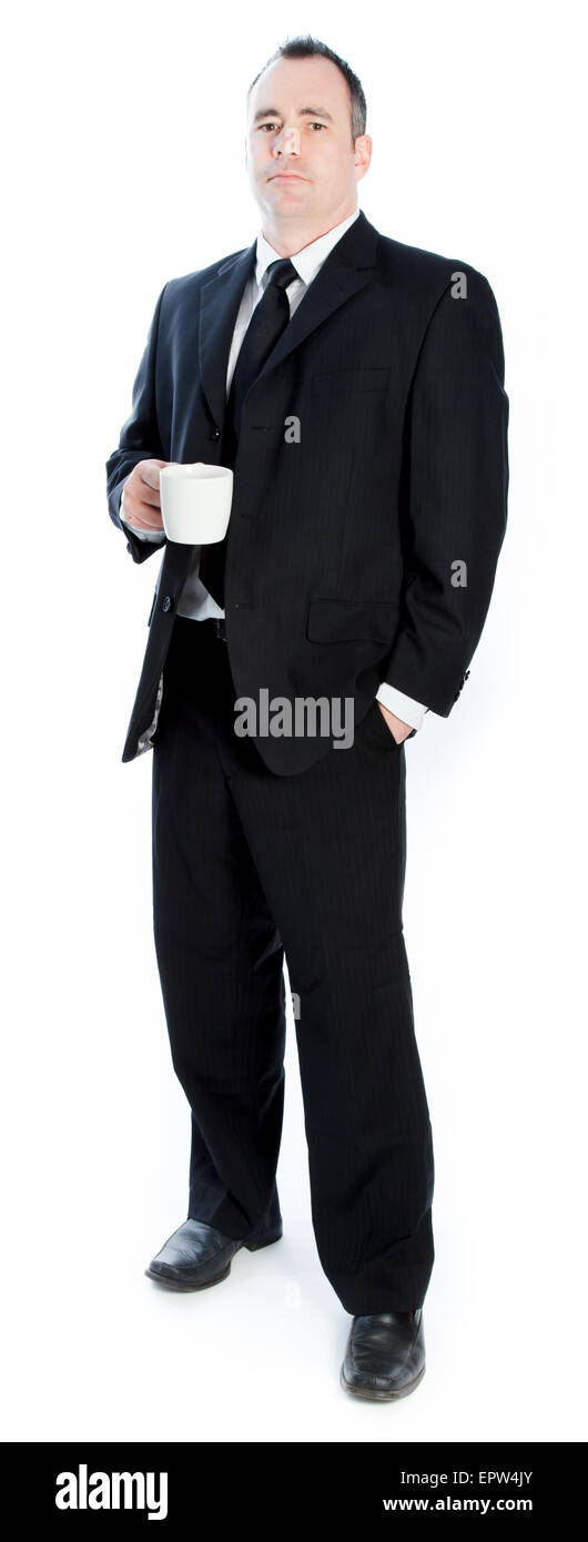 Caucasian businessman de 40 ans isolé sur fond blanc Banque D'Images