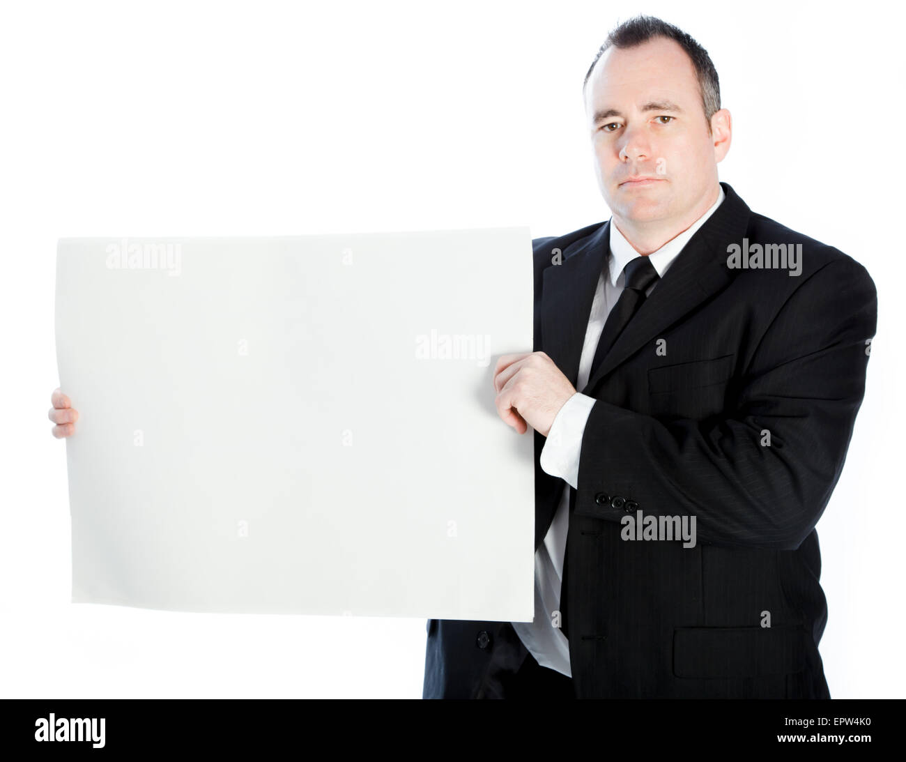 Caucasian businessman de 40 ans isolé sur fond blanc Banque D'Images