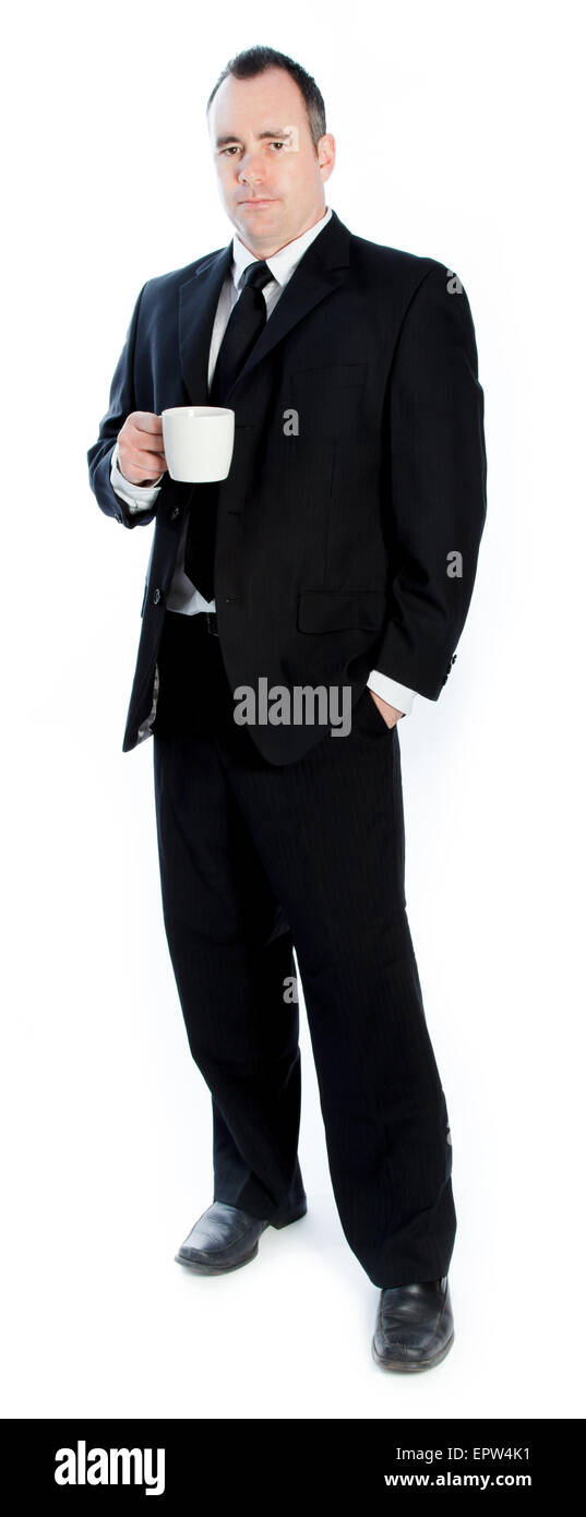 Caucasian businessman de 40 ans isolé sur fond blanc Banque D'Images