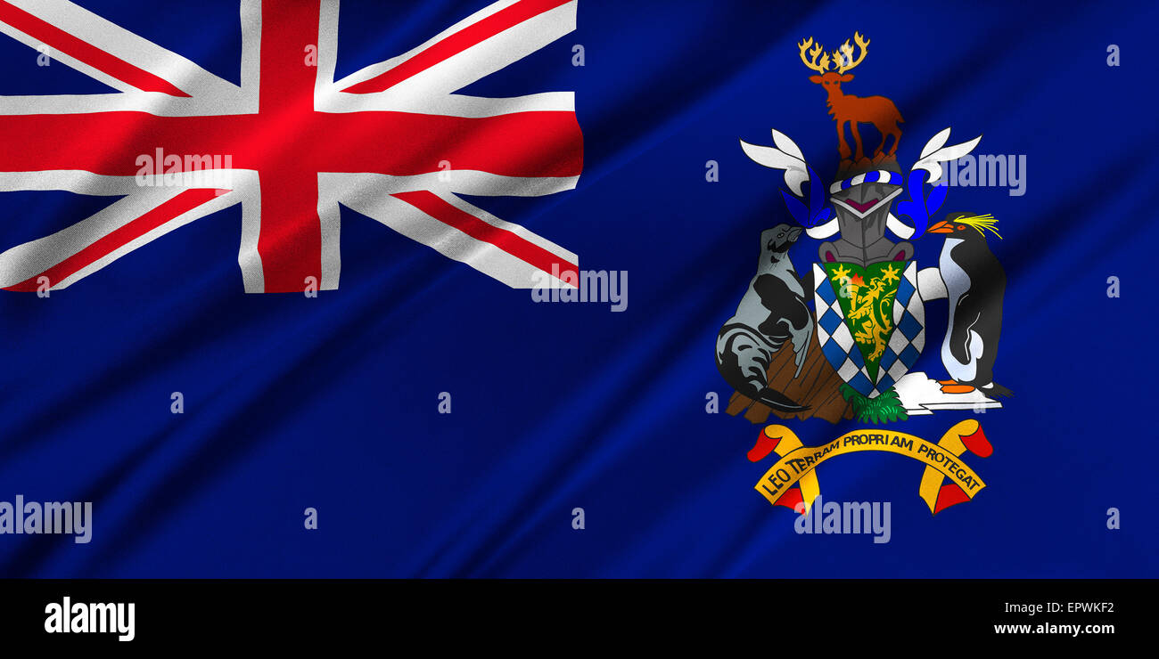 Drapeau de la Géorgie du Sud et les îles Sandwich du Sud Banque D'Images