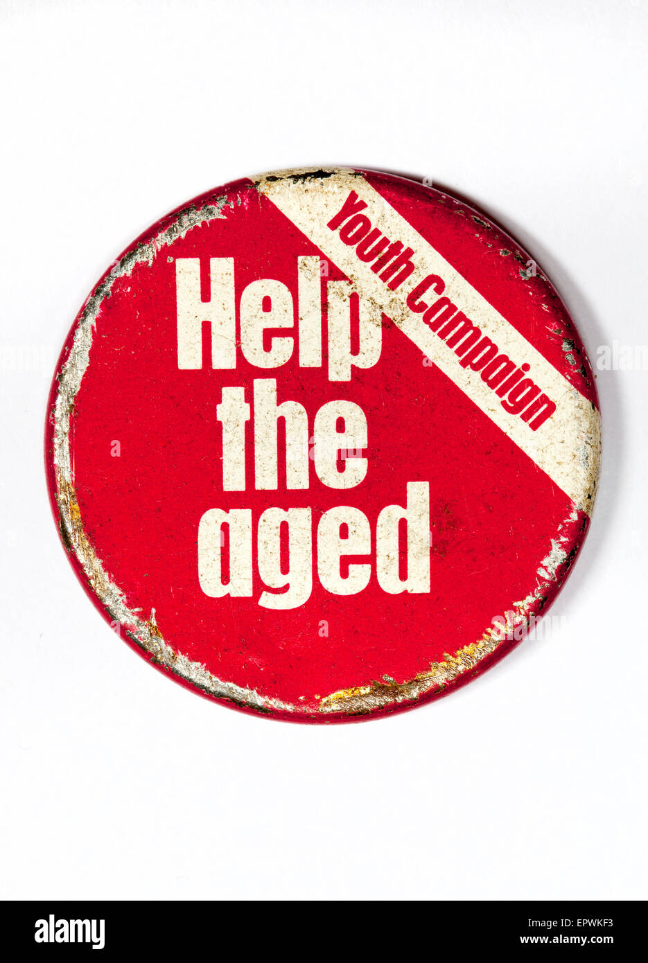 Help the Aged vintage ancien Pin's Badge Bouton Banque D'Images
