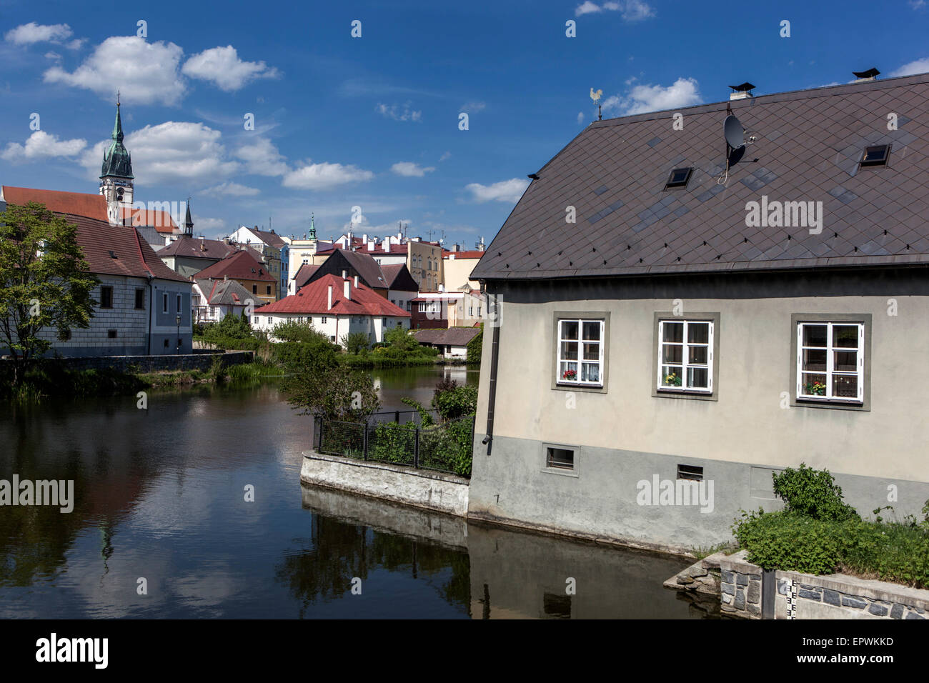 La vieille ville historique de Jindrichuv Hradec Pond, Bohême du Sud, République tchèque Banque D'Images