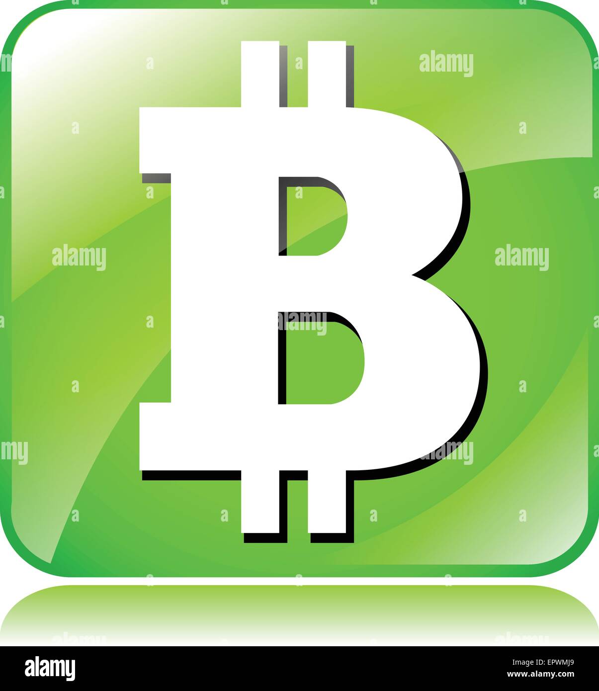 Illustration de l'icône de bitcoin vert sur fond blanc Illustration de Vecteur