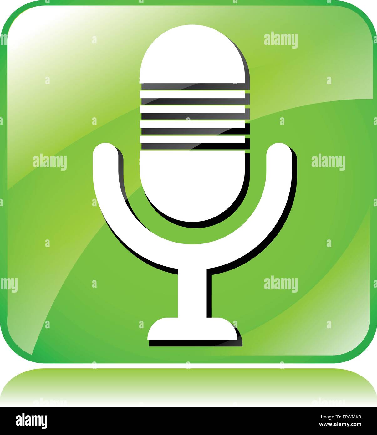 Illustration de l'icône microphone vert sur fond blanc Illustration de Vecteur