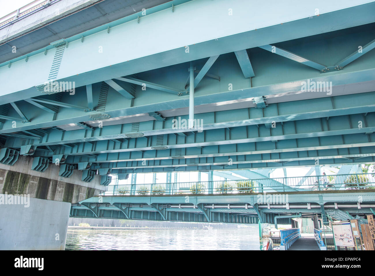 Senju ohashi-Pont, Rivière Sumida, Tokyo, Japon Banque D'Images