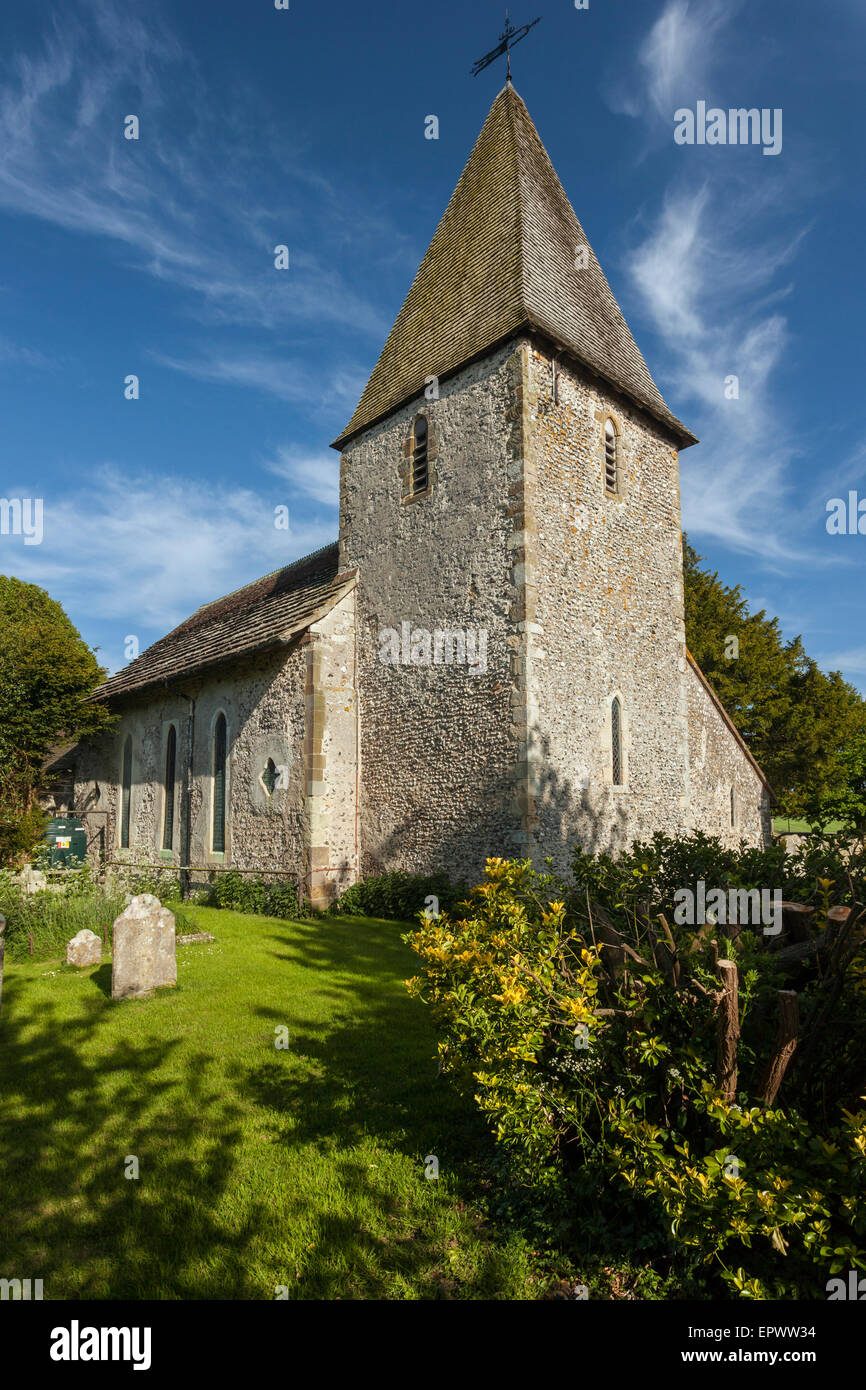 Après-midi de printemps à l'église St Pierre de Rodmell, East Sussex, Angleterre. Banque D'Images