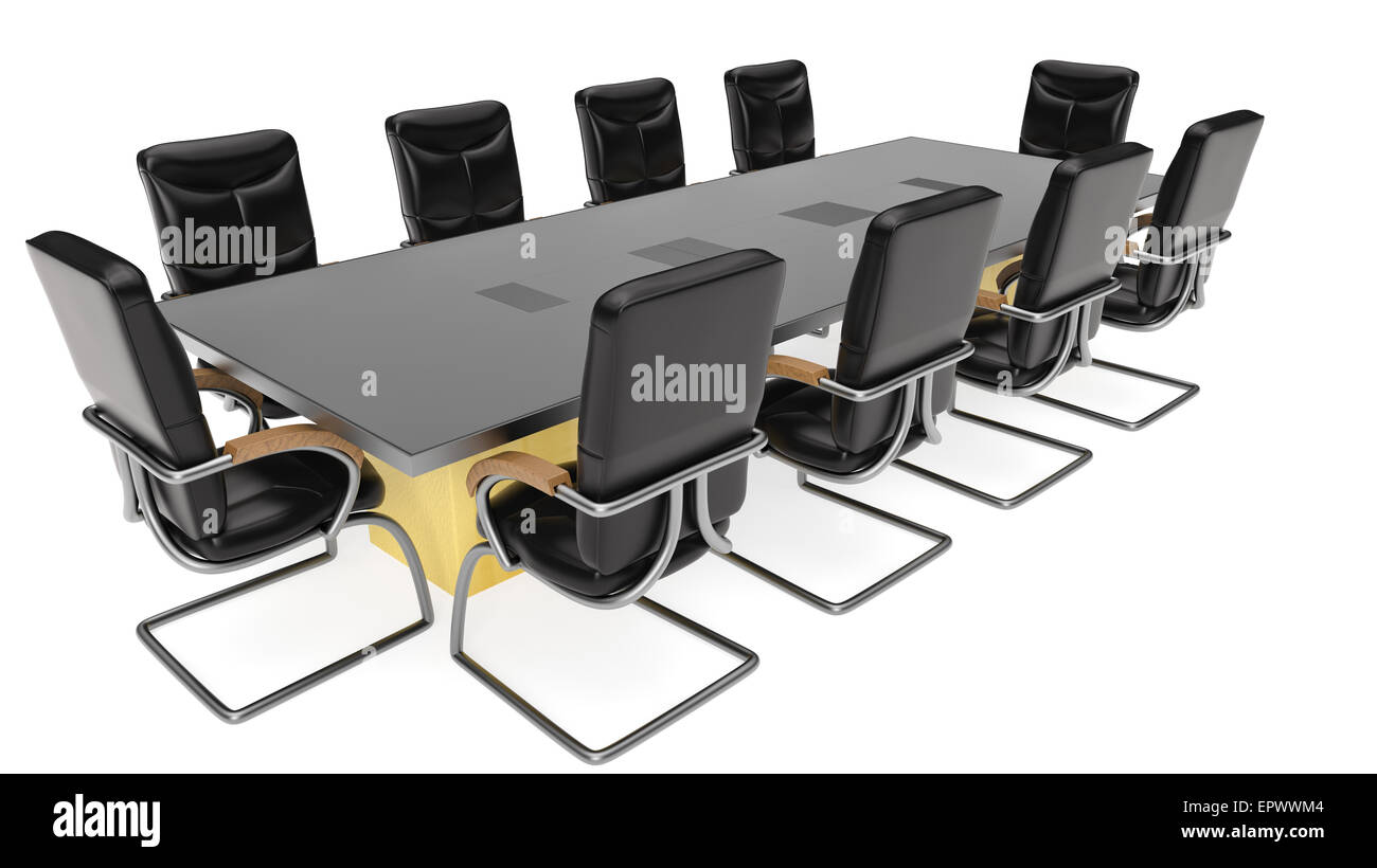 Trois quart de la table office isolé sur fond blanc. Banque D'Images