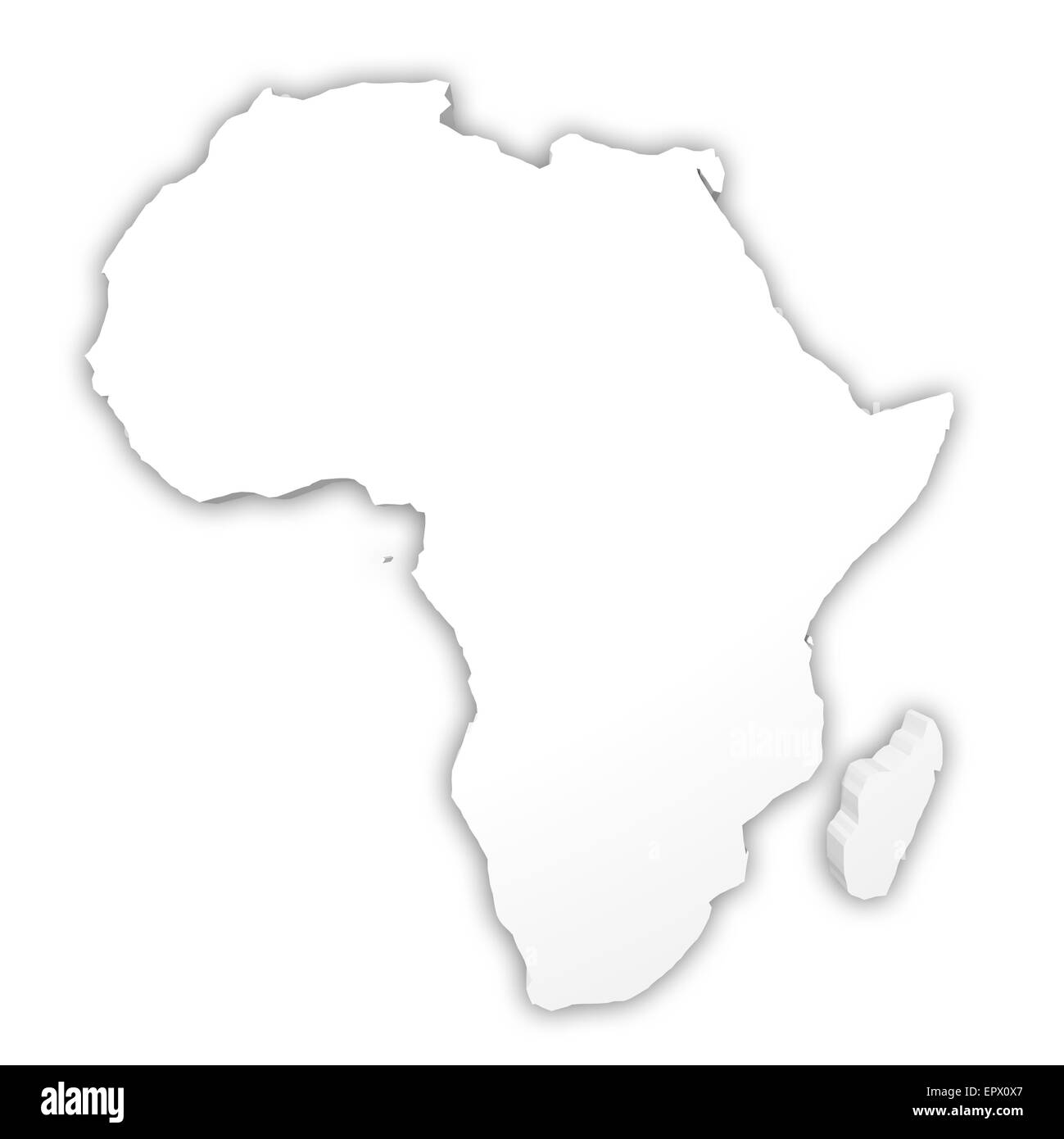 Le rendu 3D d'une carte de l'Afrique blanche Banque D'Images