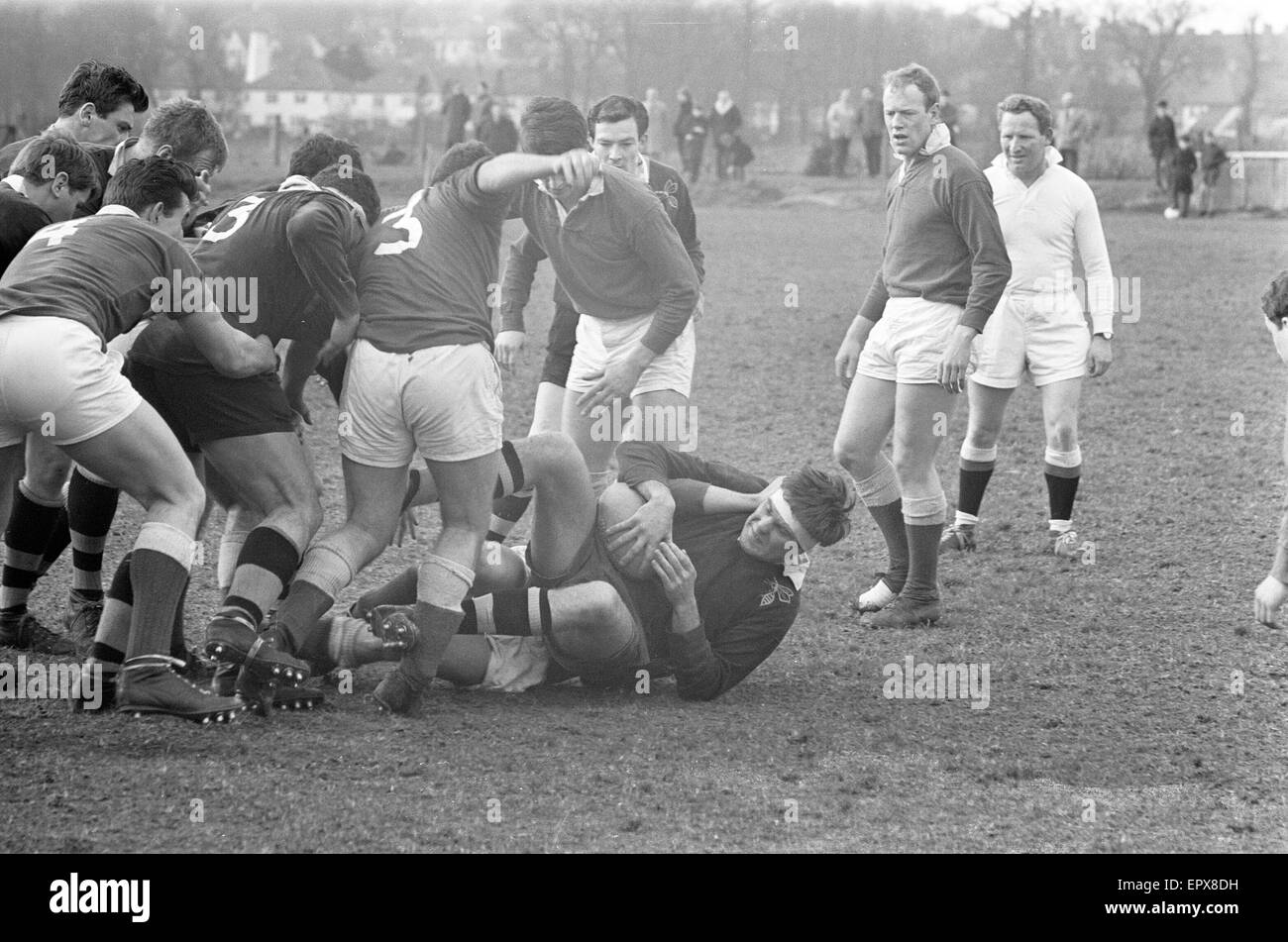 London Wasps v Llanelli, match de rugby, mars 1966. Banque D'Images