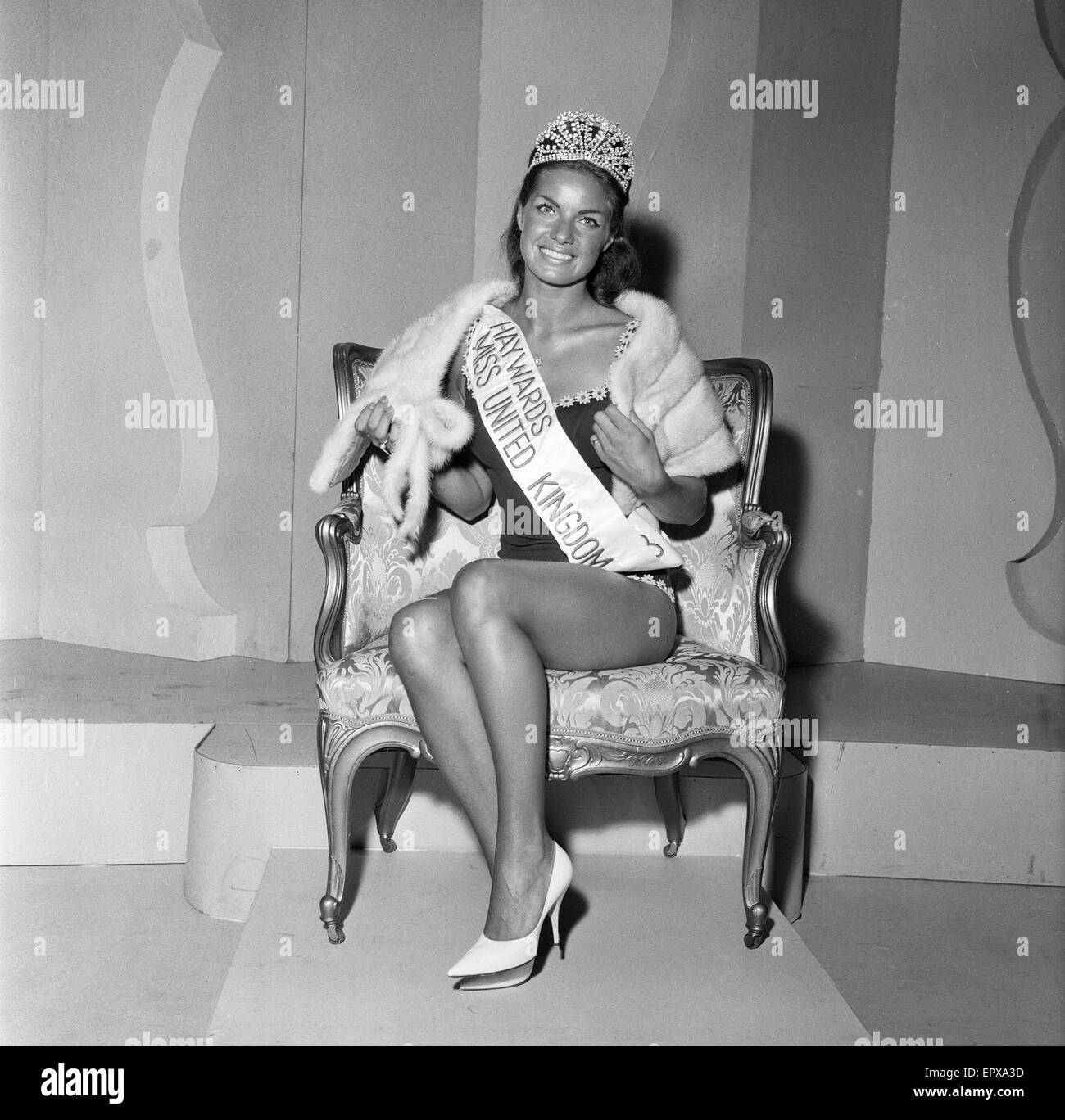 Miss Royaume-uni Grand Final, Blackpool. Le gagnant, était Mlle Wigan, Kathleen Winstanley, 22. En second lieu, Marie Smith, 22, de Glasgow et de la troisième, a été Lisa Robertshaw, 22, de Bradford. 15 août, 1968. Banque D'Images