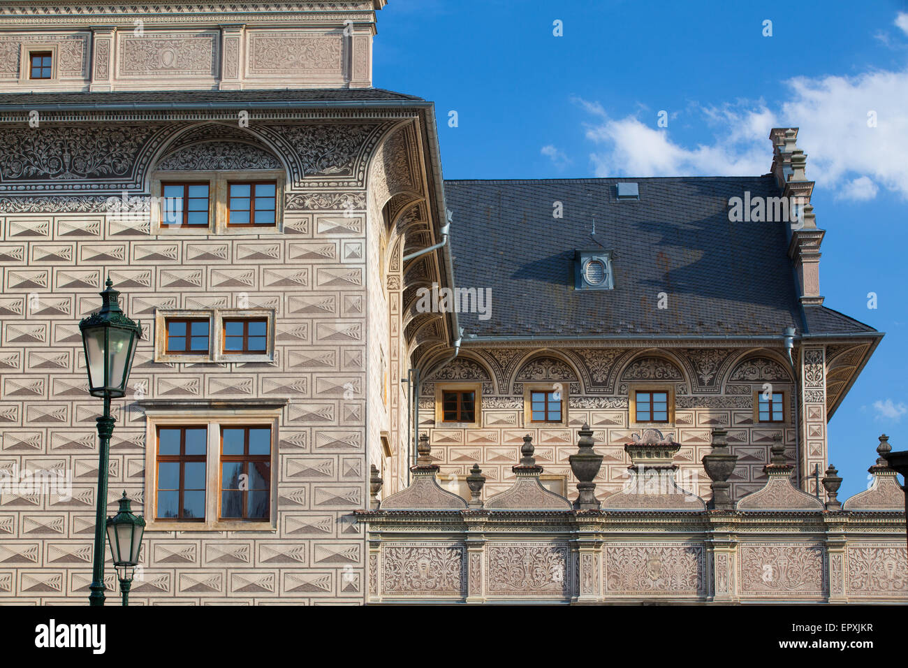 Le palais Schwarzenberg à la place du Château près du Château de Prague - c'est l'un des plus imposants bâtiments de la Renaissance Banque D'Images
