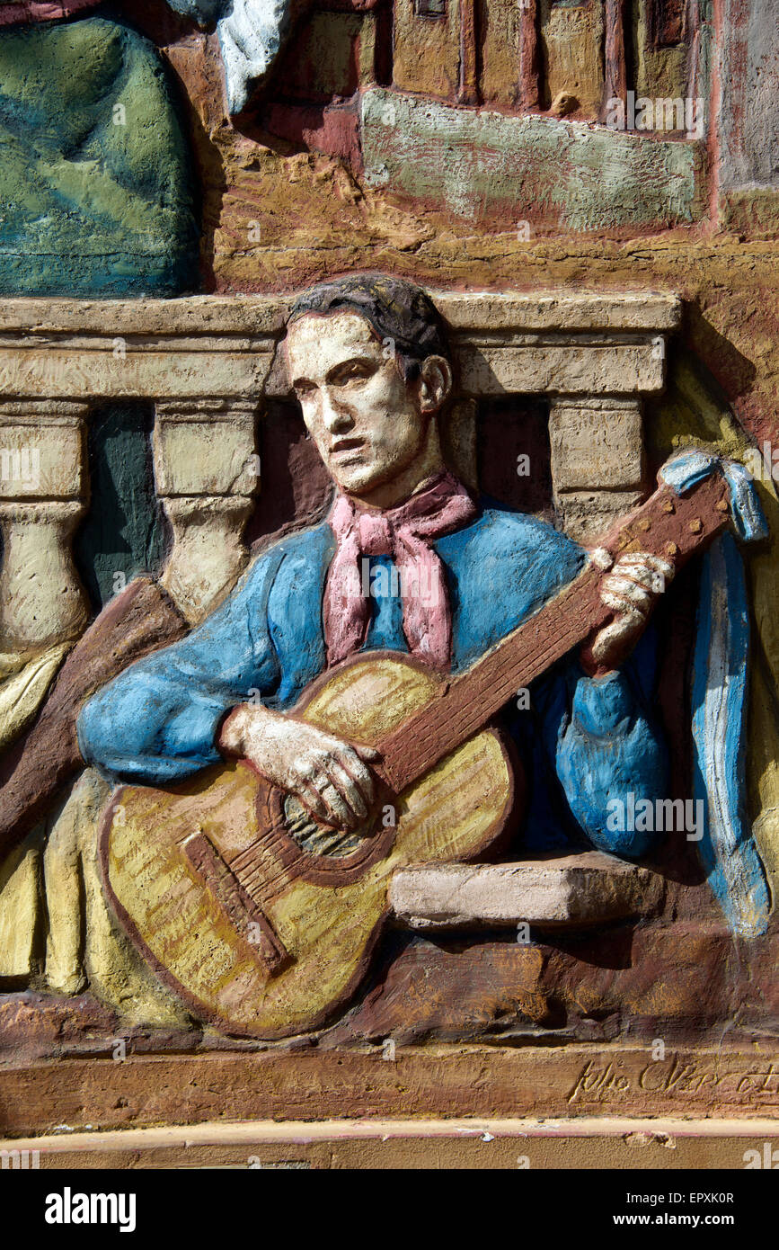 Fresque de La Boca le guitariste de Buenos Aires Argentine Banque D'Images