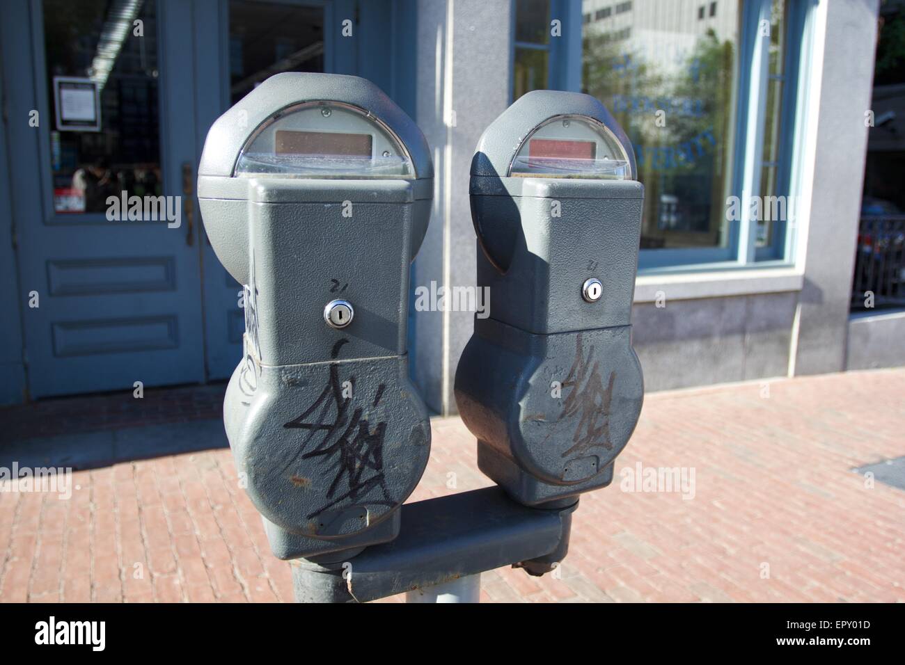 Les parcomètres à échéance à Boston, Massachuetts avertissement Banque D'Images