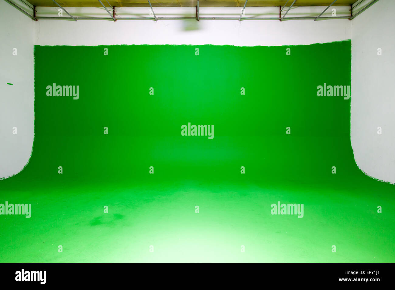 Fond vert dans un studio de cinéma Banque D'Images