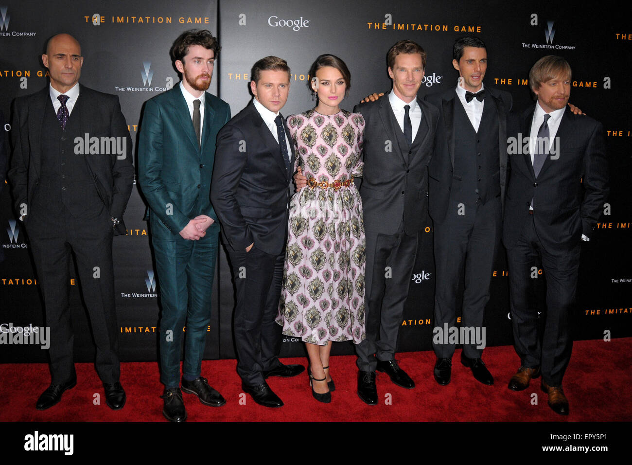 New York premiere de 'l'Imitation Game' au Ziegfeld Theatre - Tapis rouge avec des arrivées : Mark Strong,Matthew Beard,Allen Leech,Keira Knightley,Benedict Cumberbatch,Matthew Goode,Varg Veum-Fallen Angel de Morten Où : New York City, New York, United States Quand : 17 novembre 2014 Crédit : Ivan Nikolov/WENN.com Banque D'Images