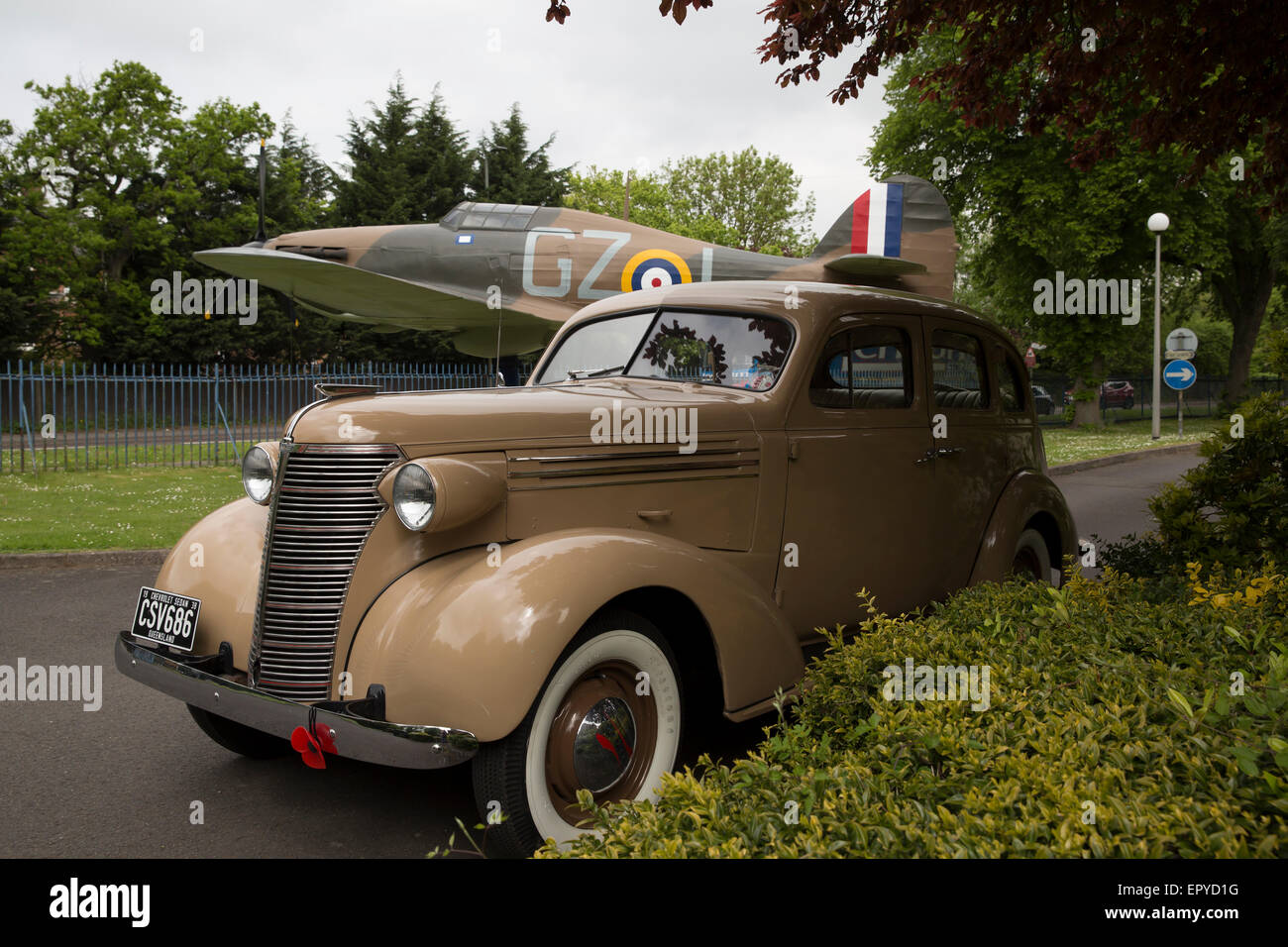Véhicule militaire Société Presevation Invicta (IMP) a fait une visite au club de St George's RAF chapelle en Biggin Hill. Banque D'Images