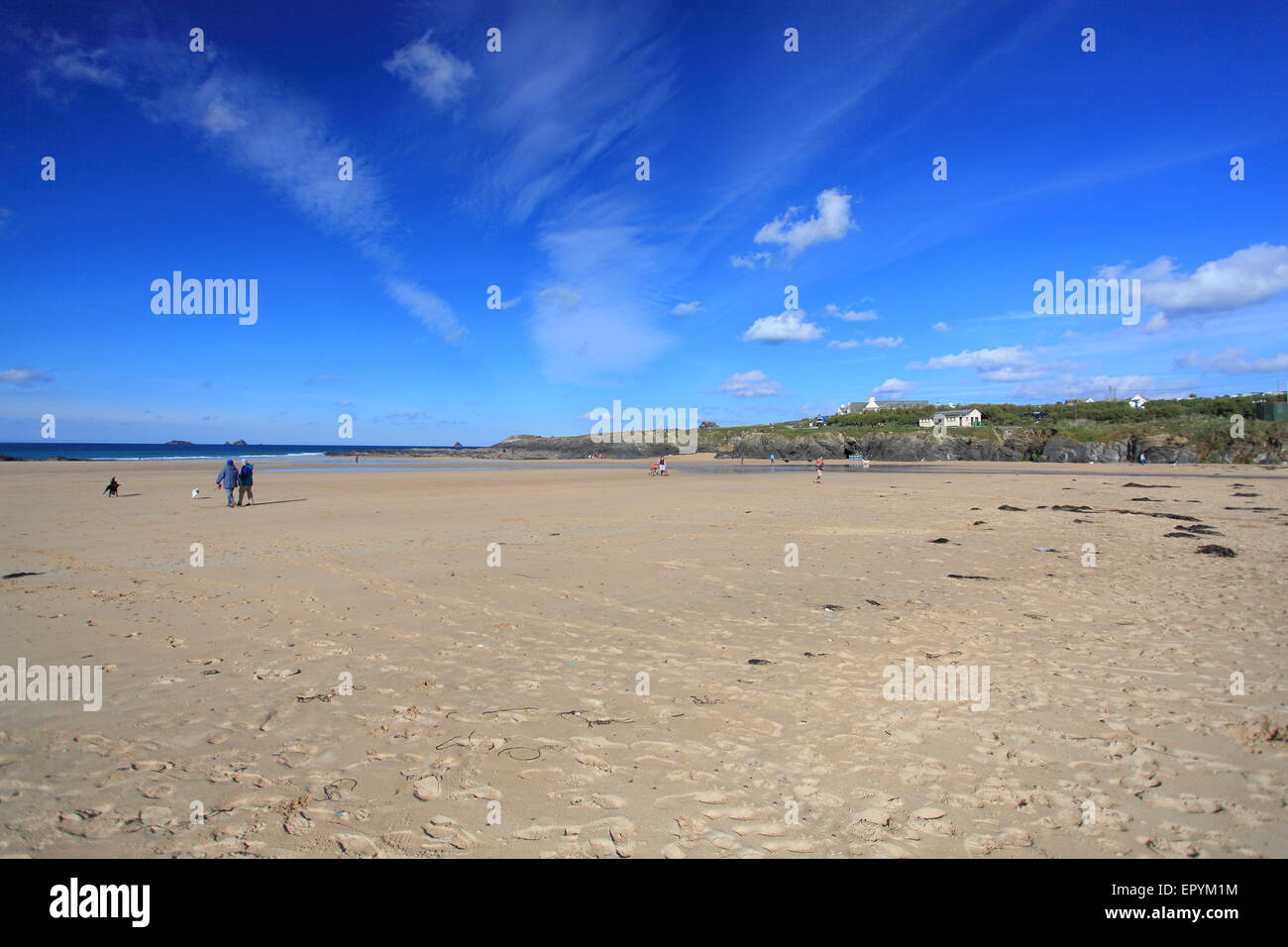 Treyarnon Bay sur la côte nord des Cornouailles en Angleterre. Banque D'Images