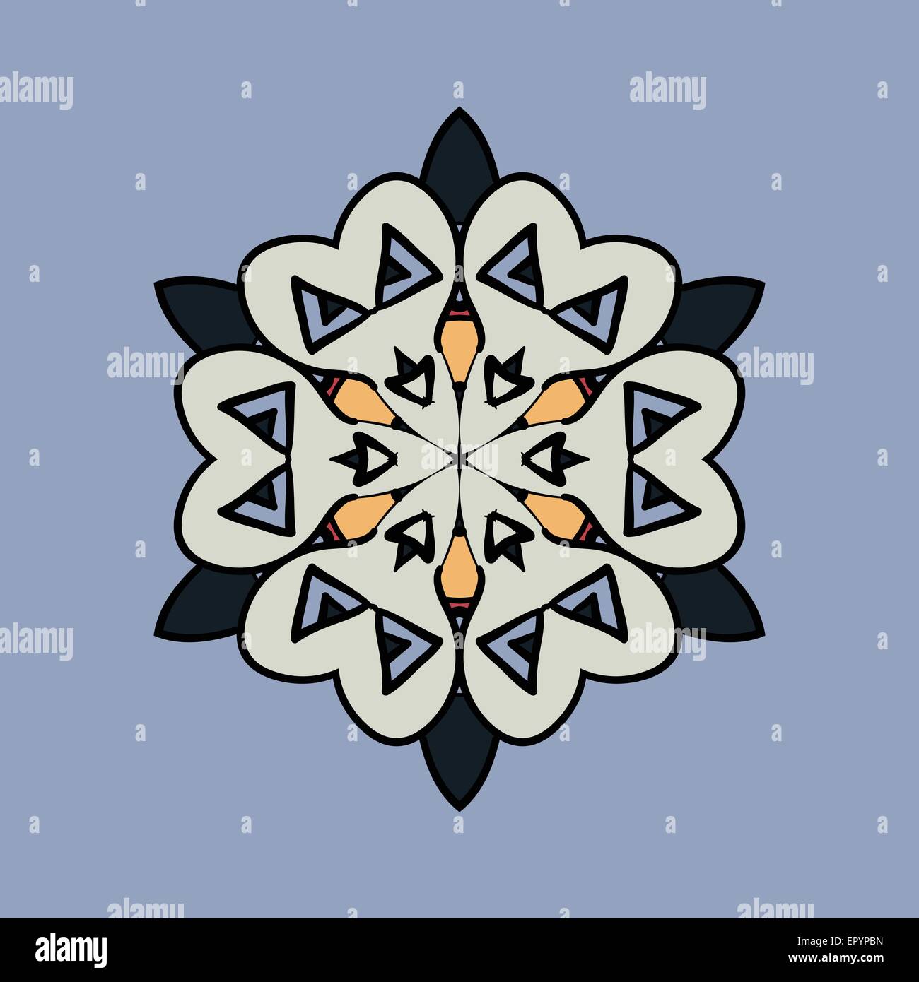 Mandala bleu clair sur fond gris. Éléments de design vintage. Comme Tribal motif. Modèle Flayer rare Illustration de Vecteur