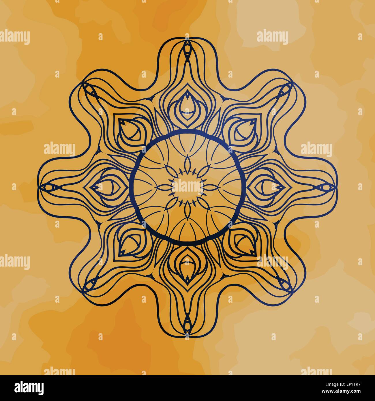 Mandala décrit plus vieux papier de couleur au henné Illustration de Vecteur