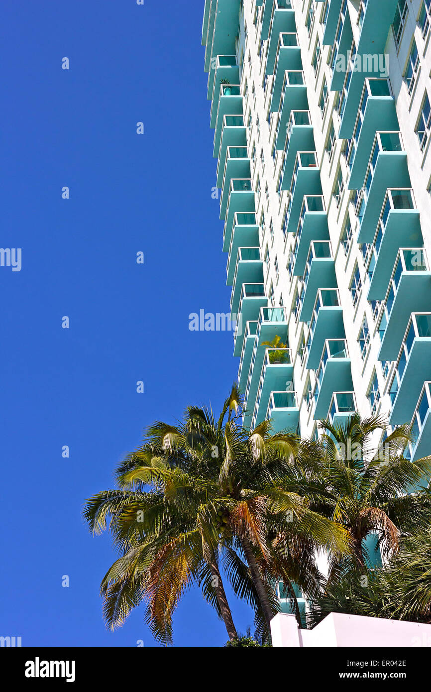 Détails de l'architecture du bâtiment à Miami Beach, Floride. Banque D'Images