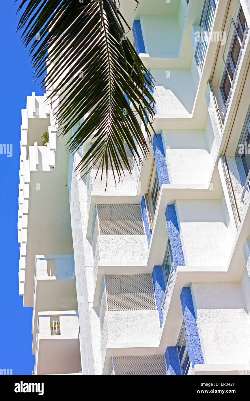Immeuble d'appartements à Miami Beach, Floride. Banque D'Images
