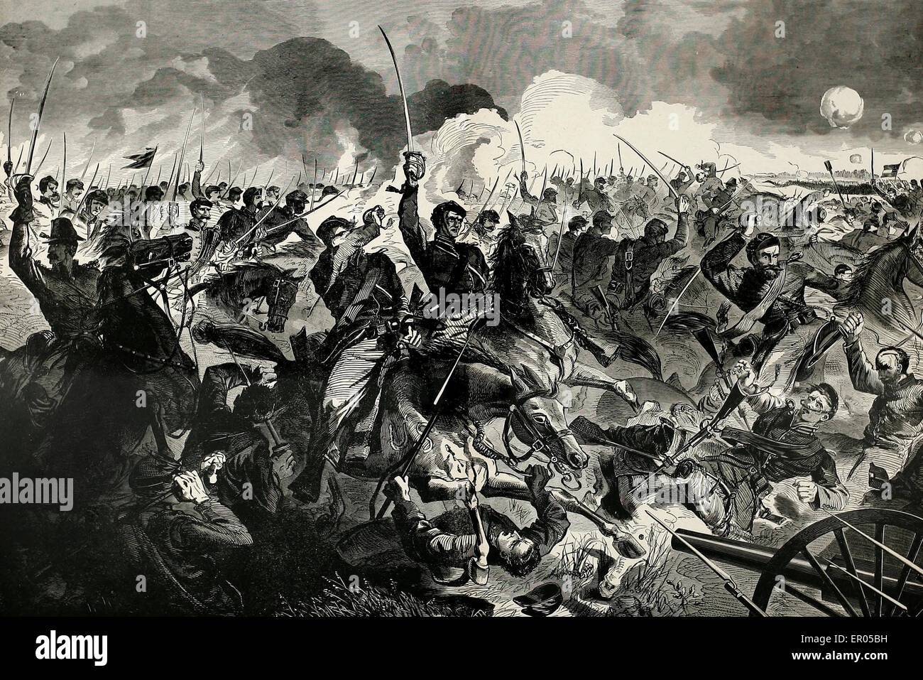 Une charge de cavalerie pendant la guerre civile USA Banque D'Images