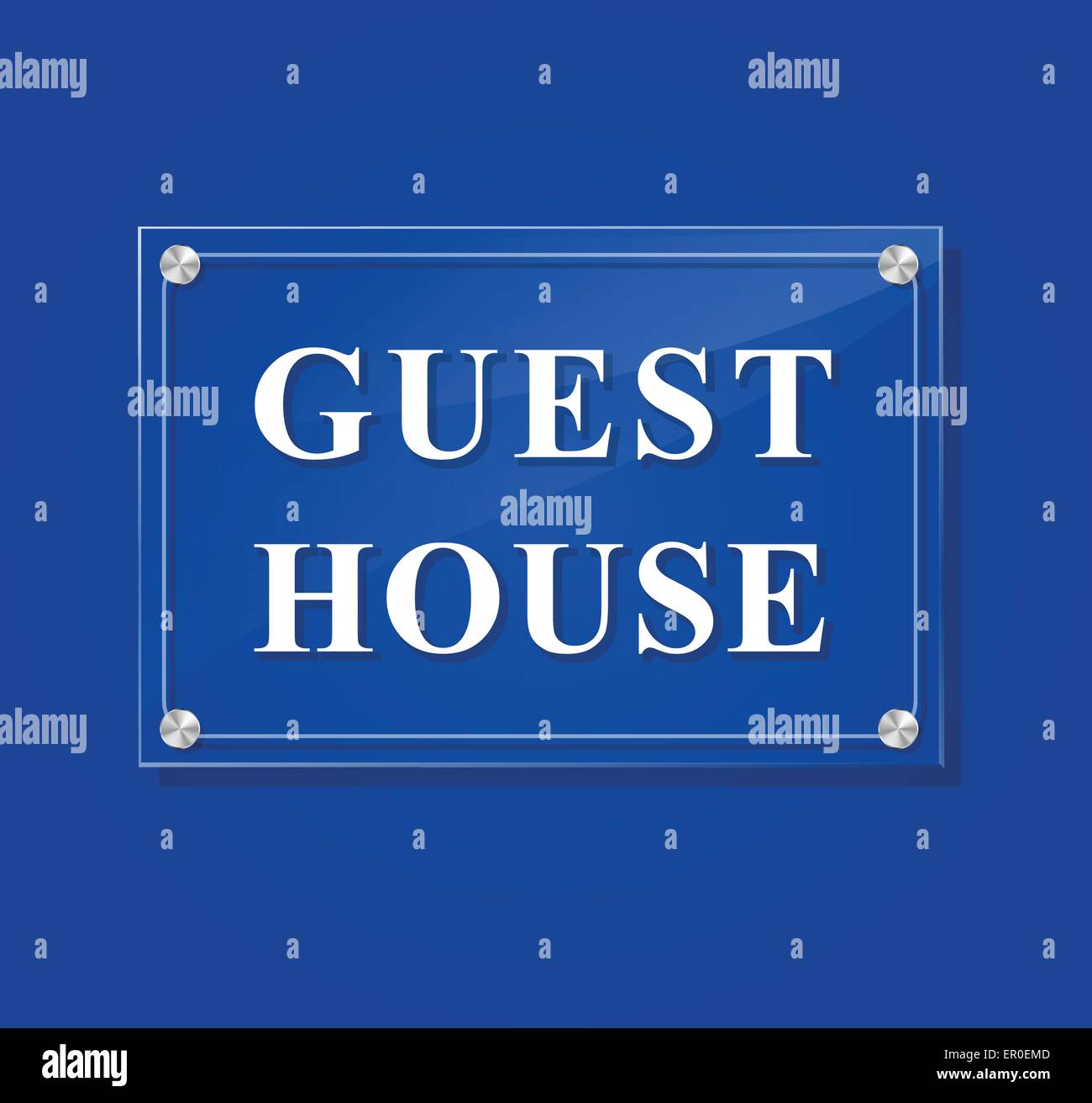 Illustration de guest house signe transparent sur fond bleu Illustration de Vecteur