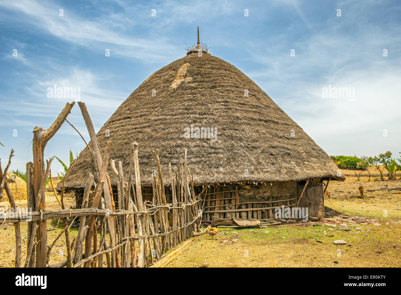 Maison de village traditionnelle près d'Addis Abeba, Ethiopie, Afrique du Sud Banque D'Images