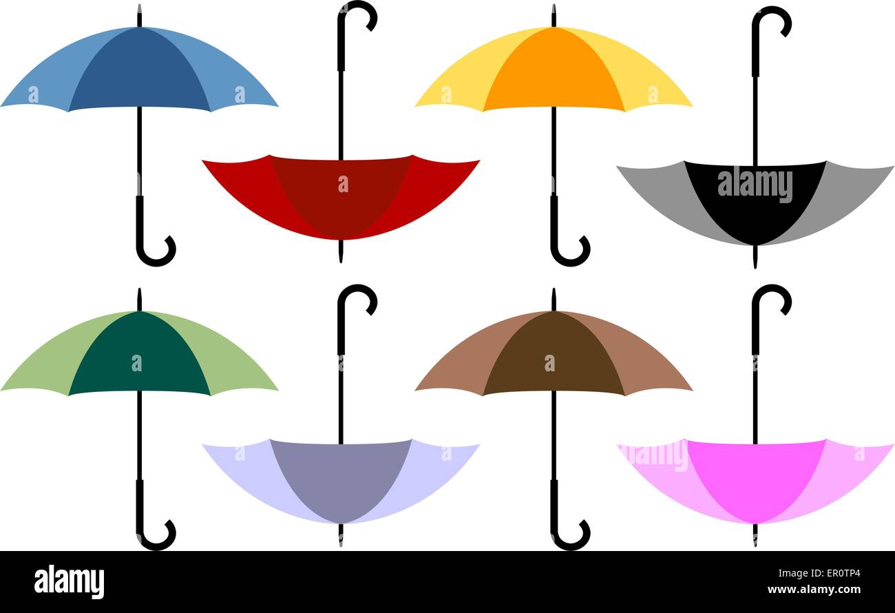 Jeu de 8 parasols Illustration de Vecteur