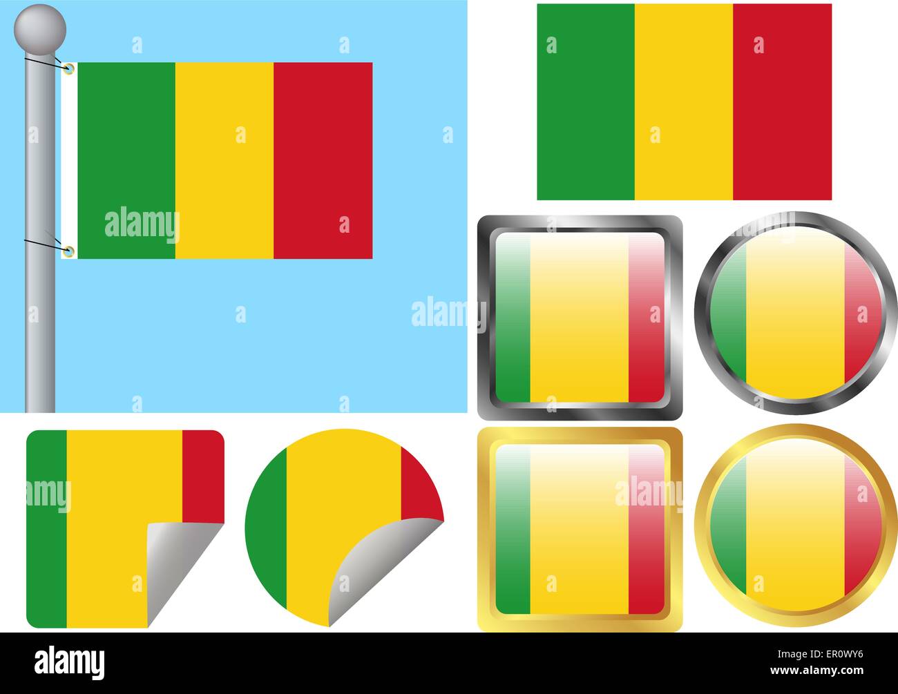 Drapeau Mali Set Illustration de Vecteur