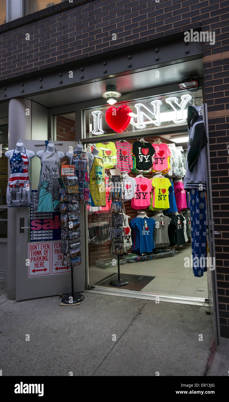 I Love NY souvenirs T-shirts Banque D'Images