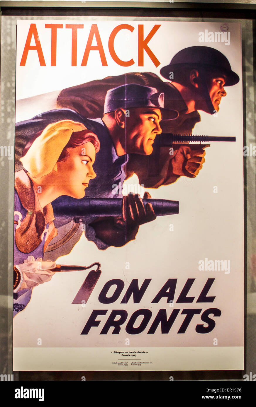 Vintage WWII canadien affiche de propagande patriotique de 1943. Banque D'Images