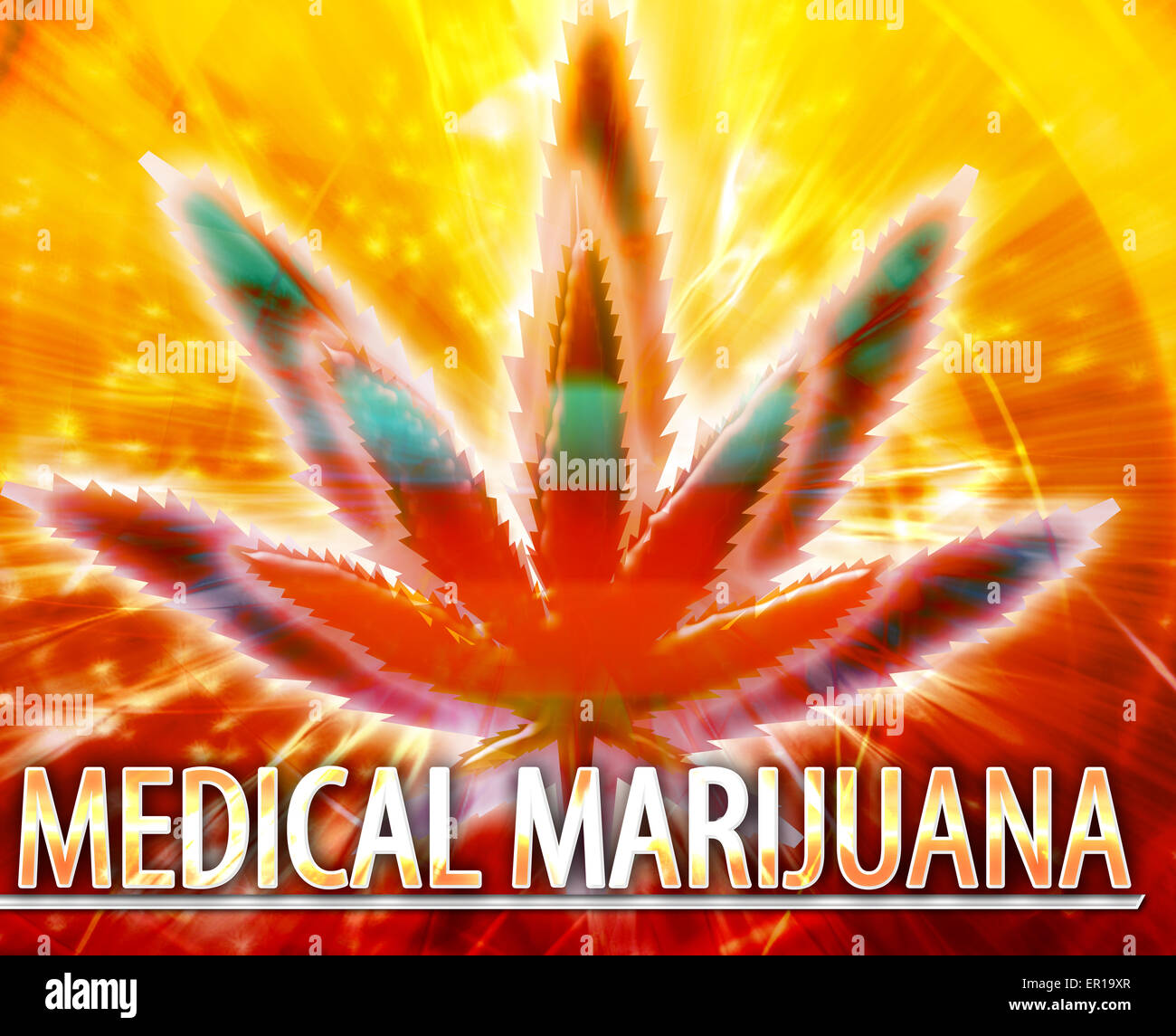 Résumé fond collage numérique concept illustration de la marijuana médicale Banque D'Images