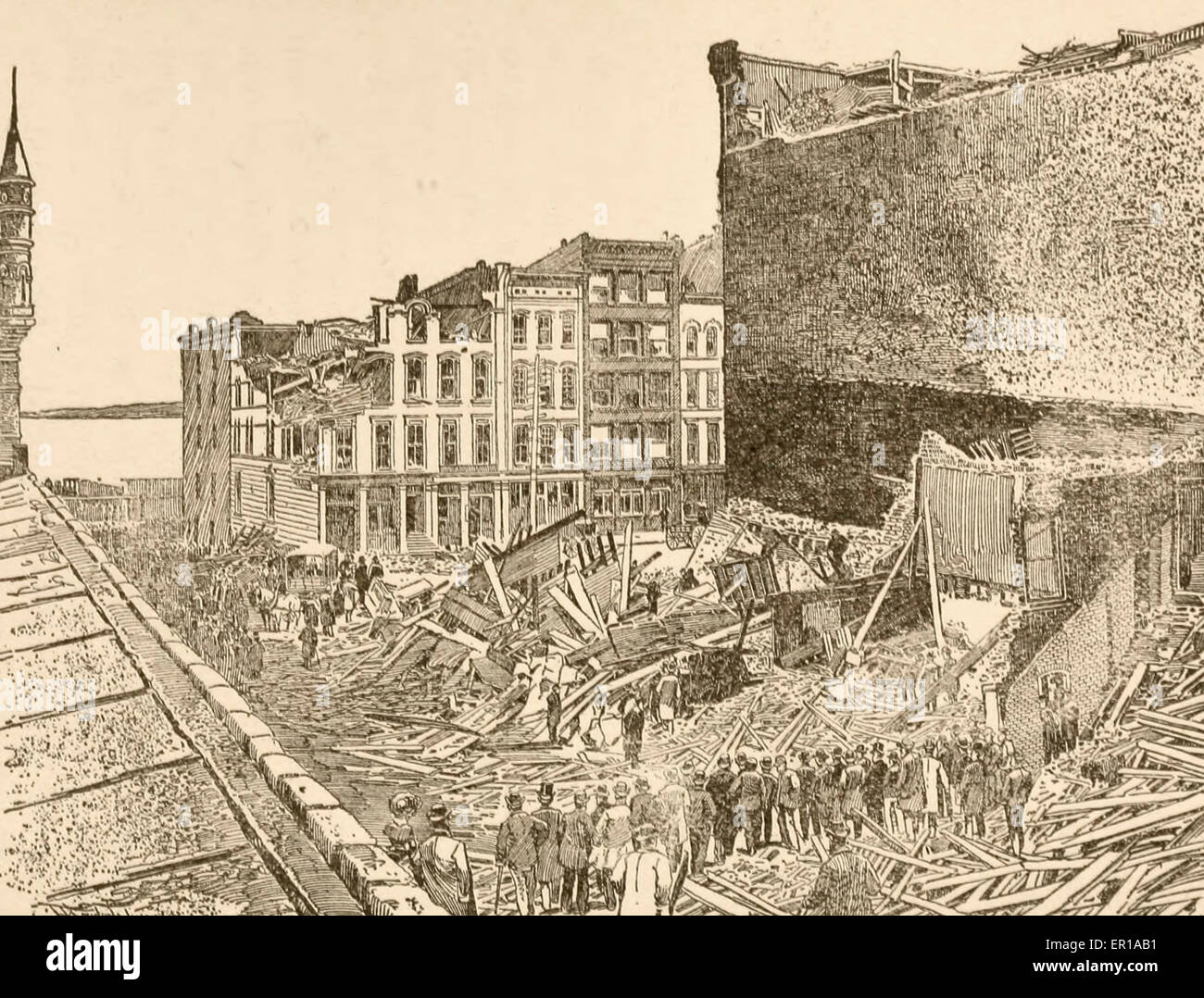 Huitième et rues principales, Louisville, Kentucky après la tornade le 27 mars, 1890 Banque D'Images