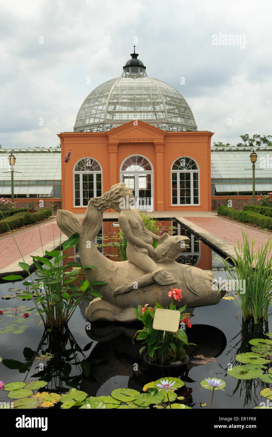 Une photographie du Conservatoire de deux Sœurs dans le jardin botanique de La Nouvelle-Orléans, Louisiane, Etats-Unis. Banque D'Images