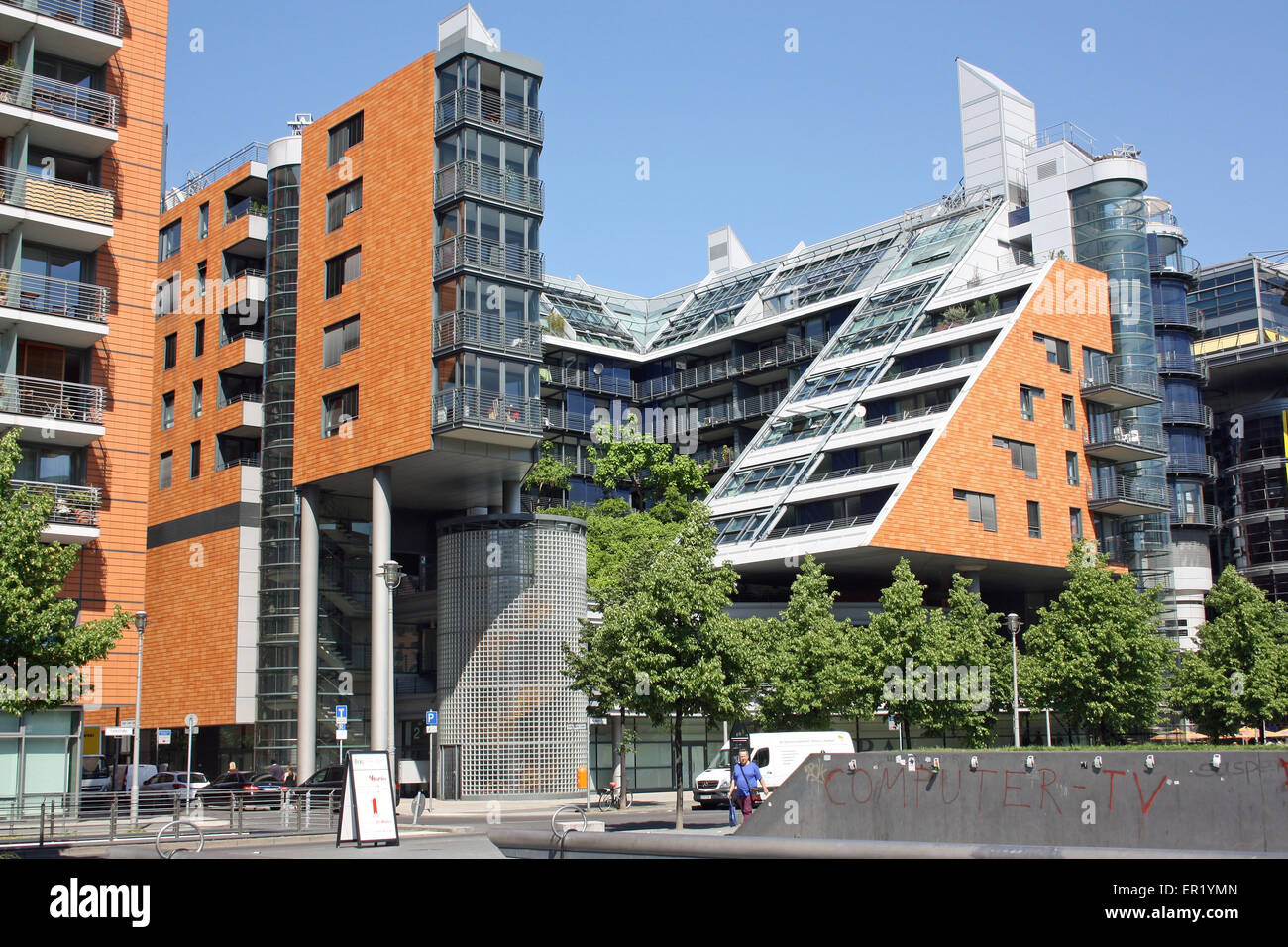 Linkstrasse, Berlin, la haute technologie de développement mixtes Banque D'Images