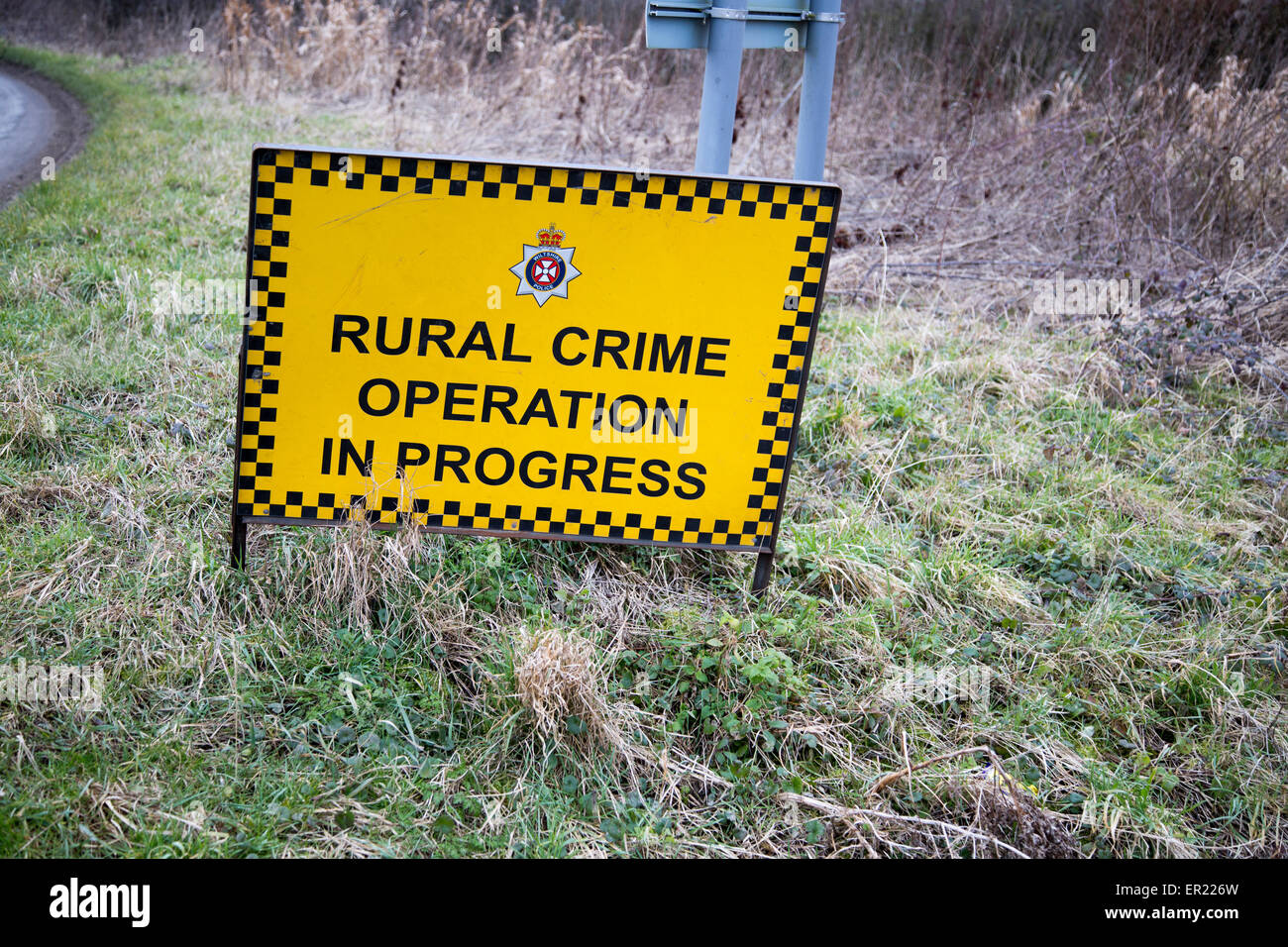 La criminalité en milieu rural opération en cours signe, Wiltshire, England, UK Banque D'Images