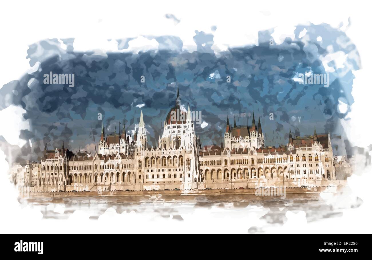Bâtiment du Parlement de Budapest Illustration de Vecteur
