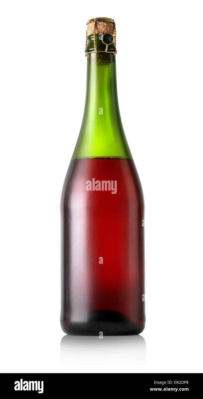 Bouteille de vin rouge sec isolated on white Banque D'Images