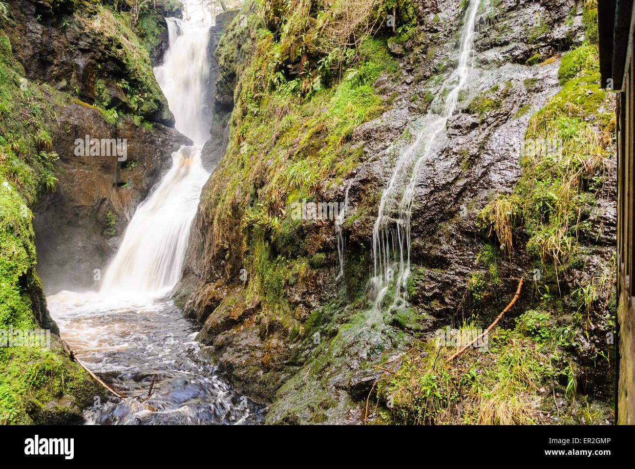 Chutes d'eau à Glenarriff County Park, dans le comté d'Antrim, en Irlande du Nord. Banque D'Images