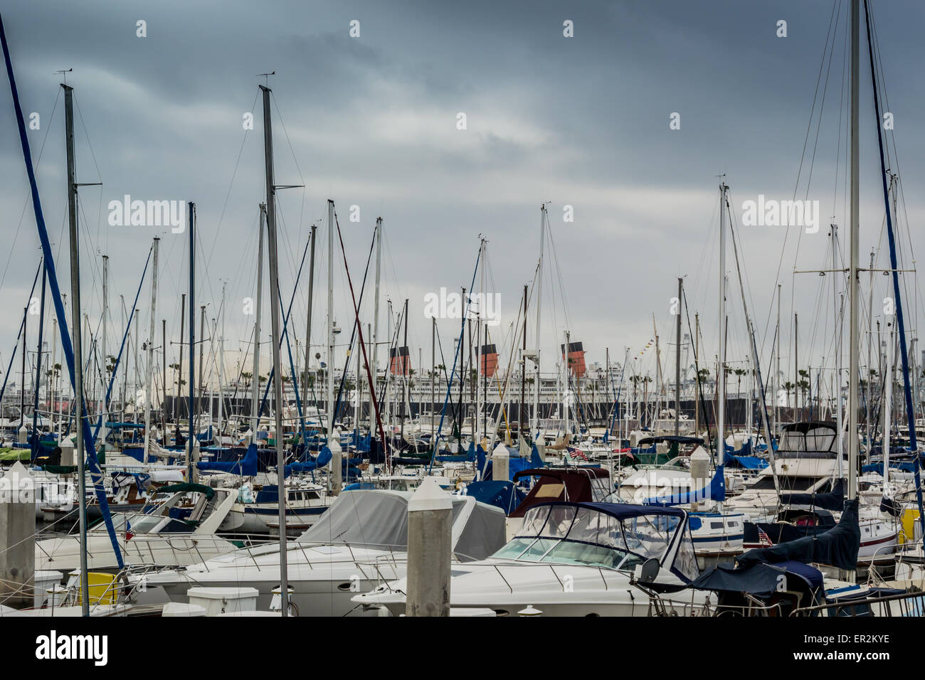 Bateaux dans le stockage dans le port de Long Beach Banque D'Images