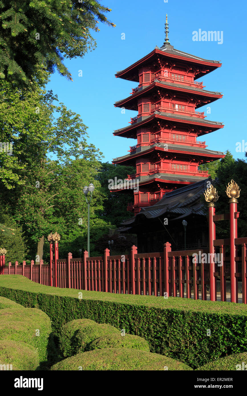 Les 5 étages de la Pagode japonaise à Bruxelles, Belgique Banque D'Images